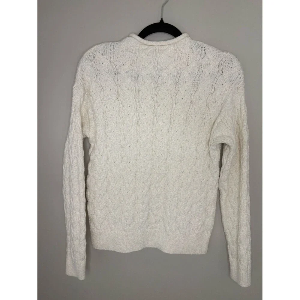 J.Crew Cream Cable Knit Sweater Size Small Cozy Classic Pullover